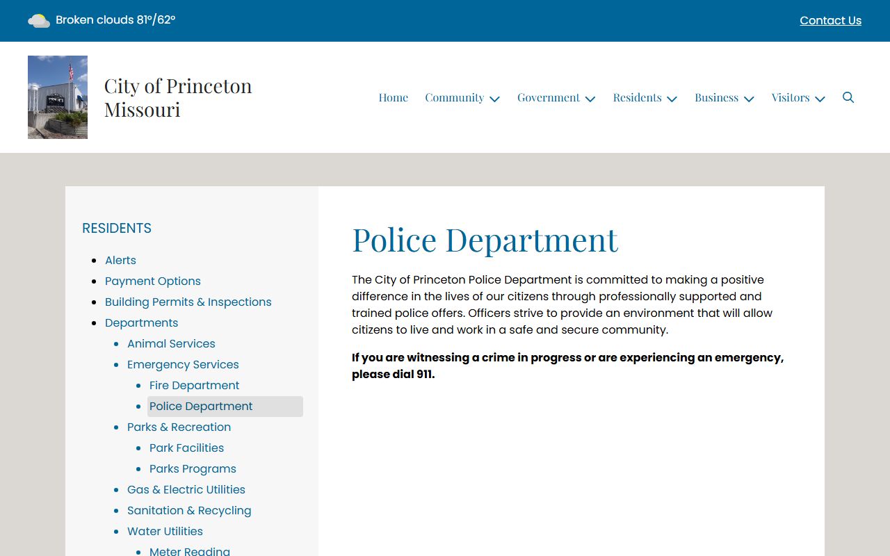 Princeton Police Department page for local arrest routing in Mercer County