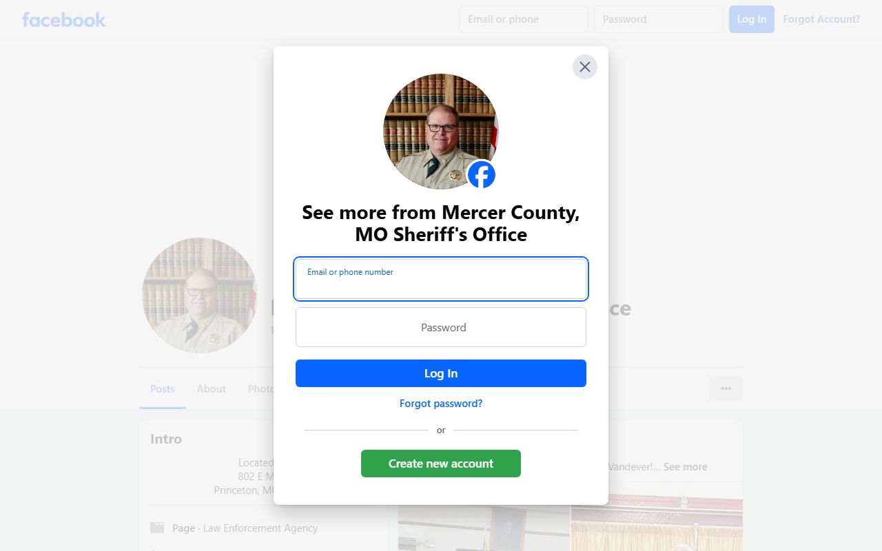 Mercer County Sheriff's Office social listing for the Princeton jail location